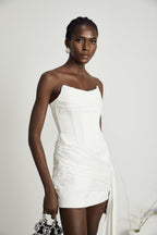 Fleur pile mini elbise