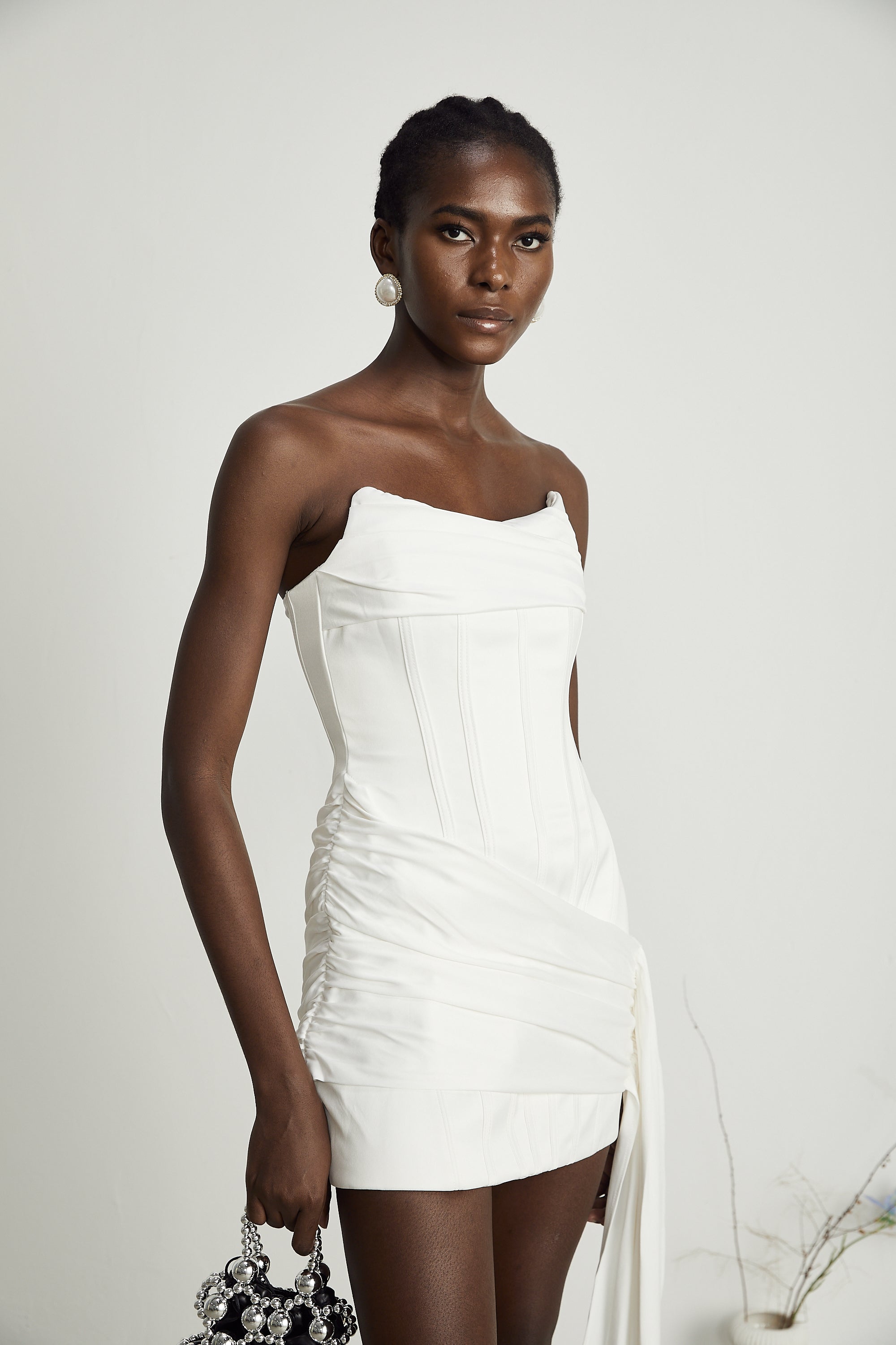 Fleur pile mini elbise