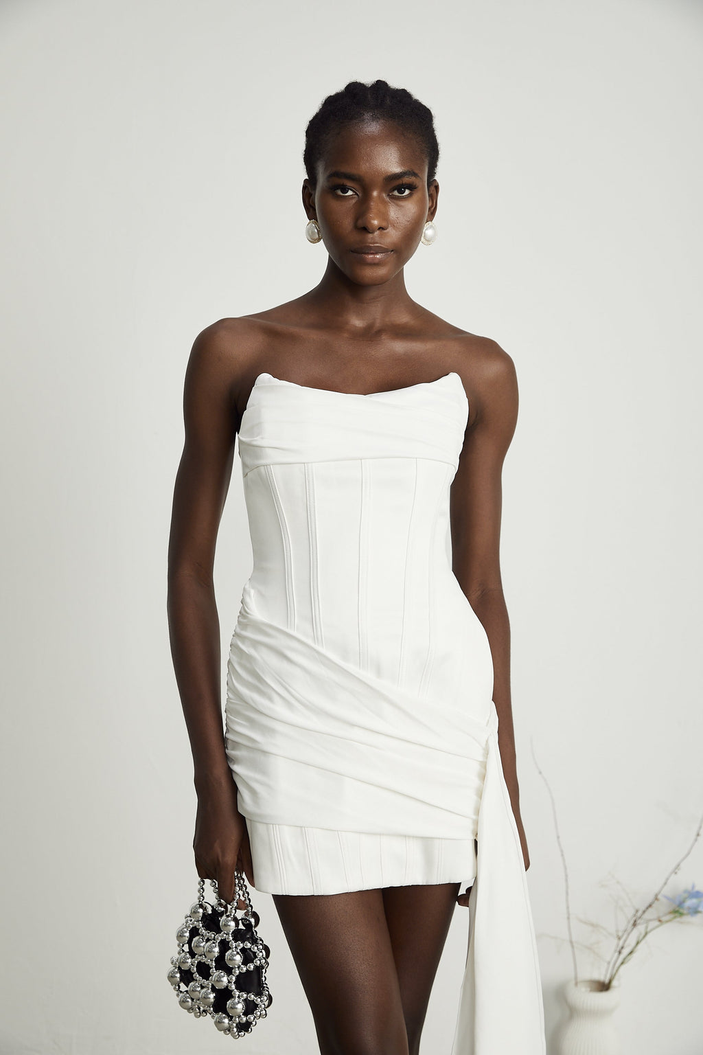 Fleur pile mini elbise