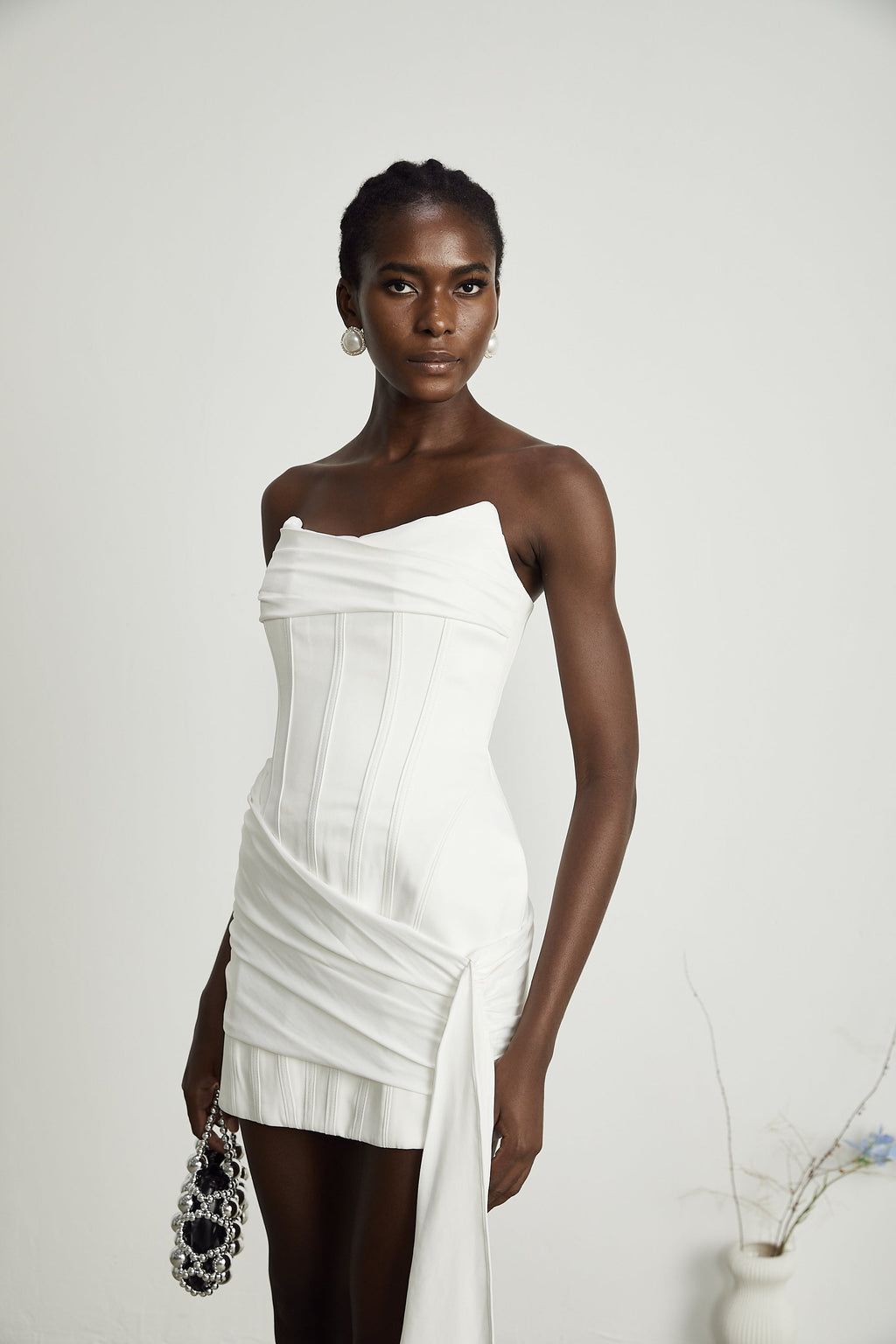 Fleur pile mini elbise