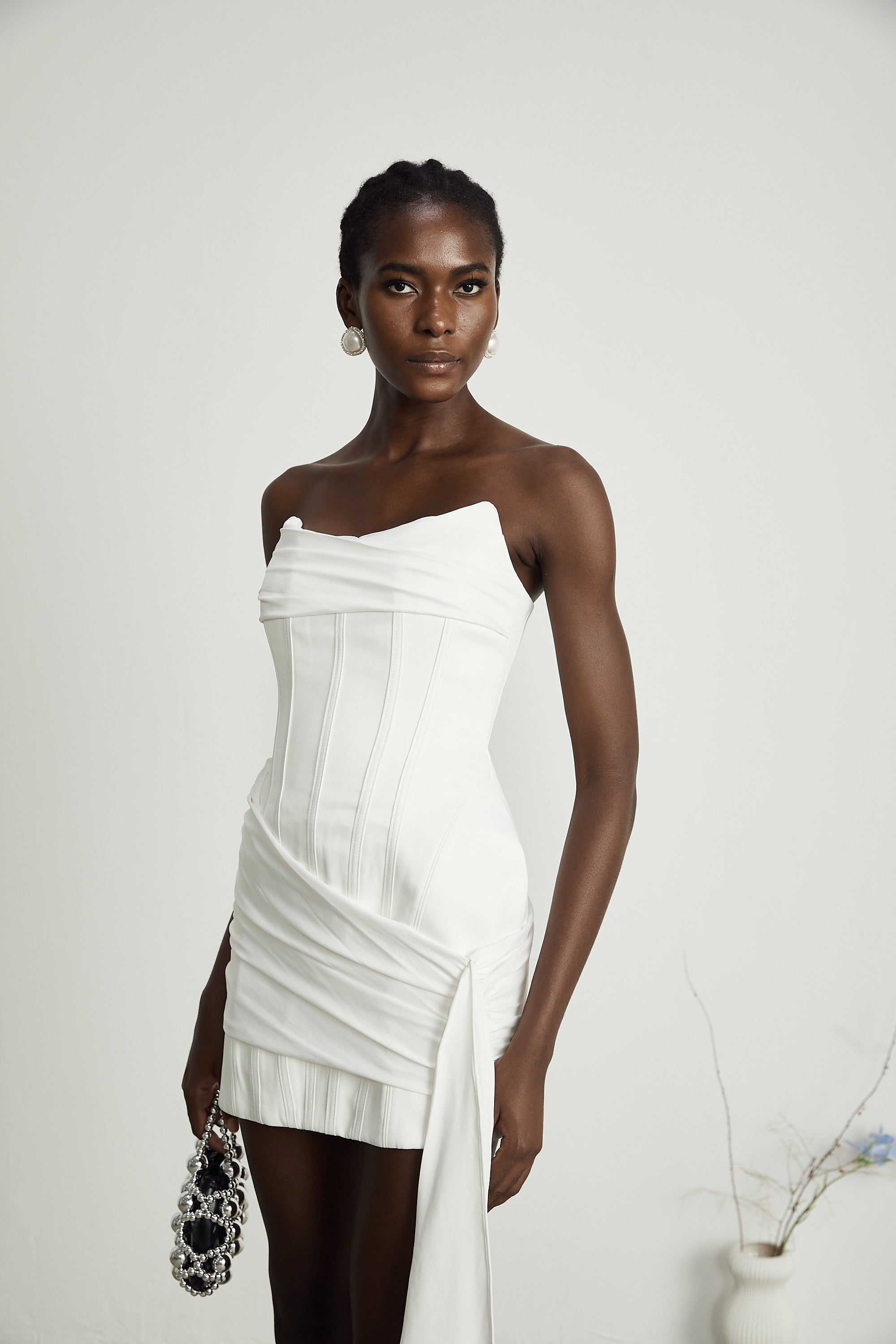 Fleur pile mini elbise