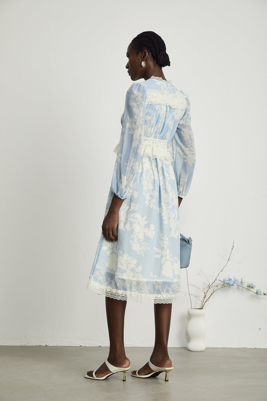 Ondine dantel midi elbise