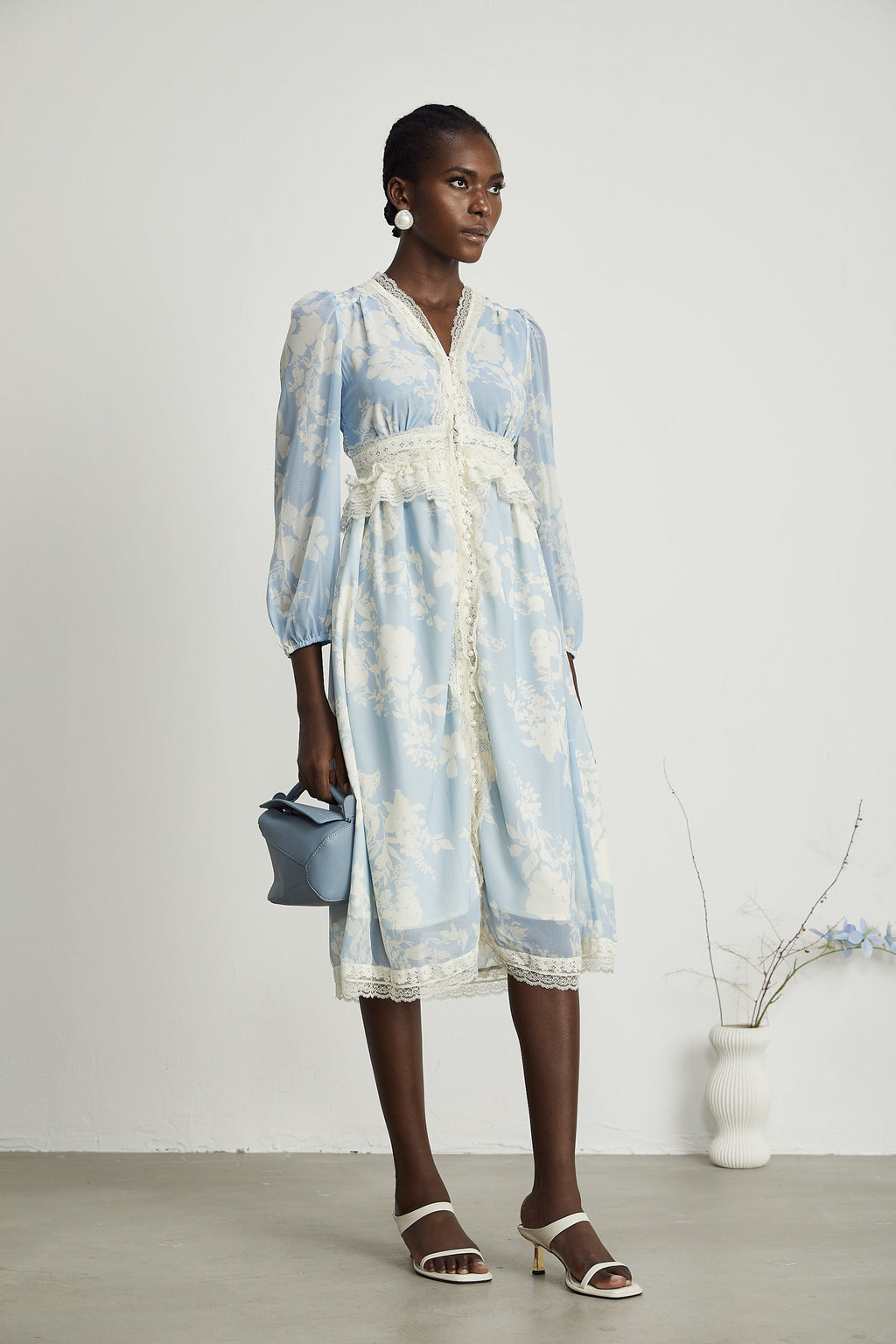 Ondine dantel midi elbise