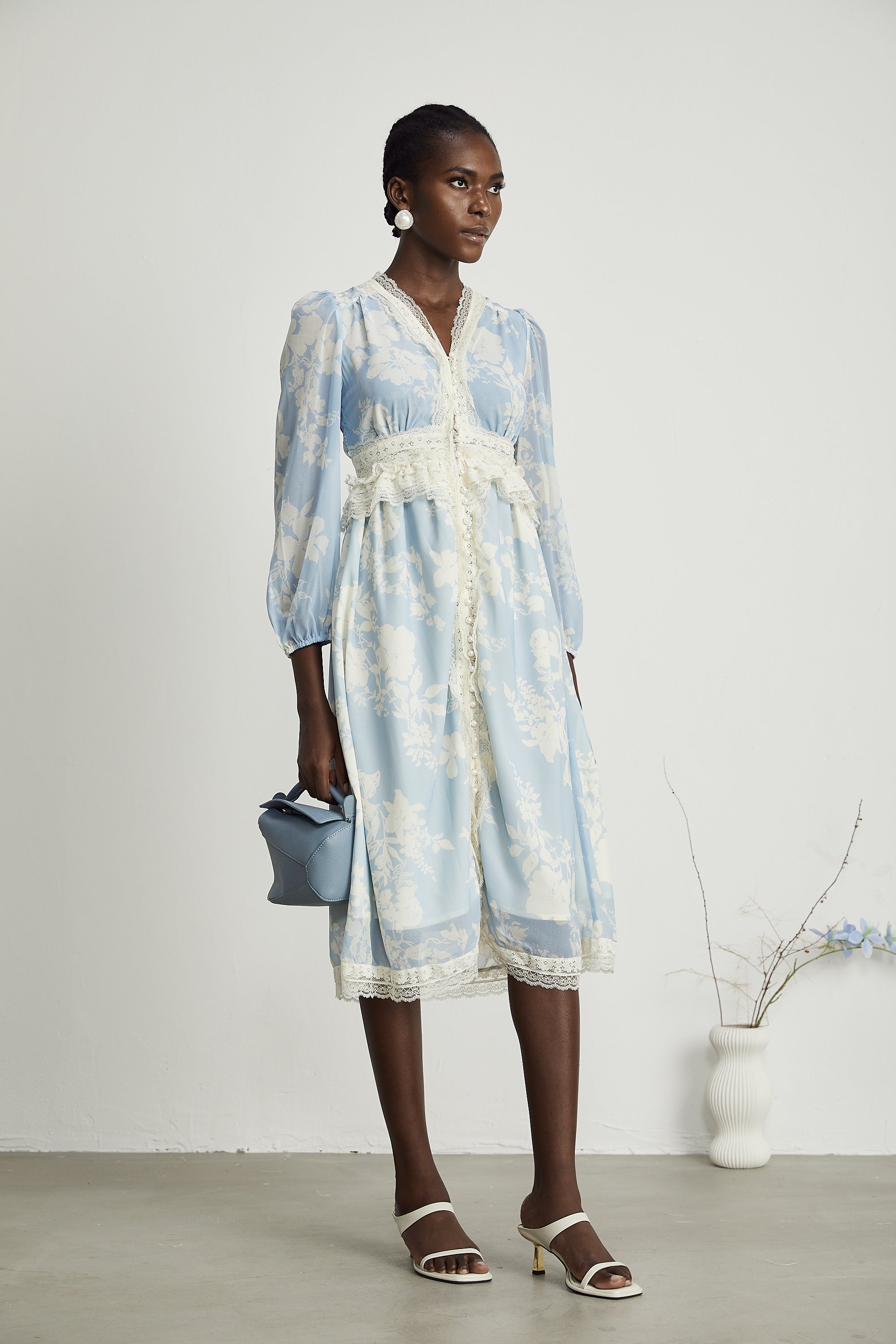 Ondine dantel midi elbise