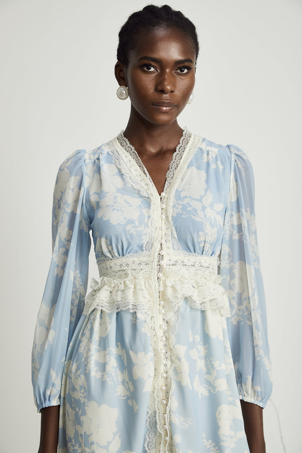 Ondine dantel midi elbise