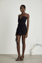 Sophie ince çizgili mini elbise