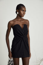 Sophie ince çizgili mini elbise