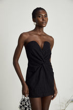 Sophie ince çizgili mini elbise