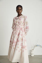 Yvette çiçek midi elbise