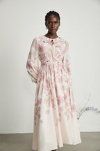 Yvette çiçek midi elbise