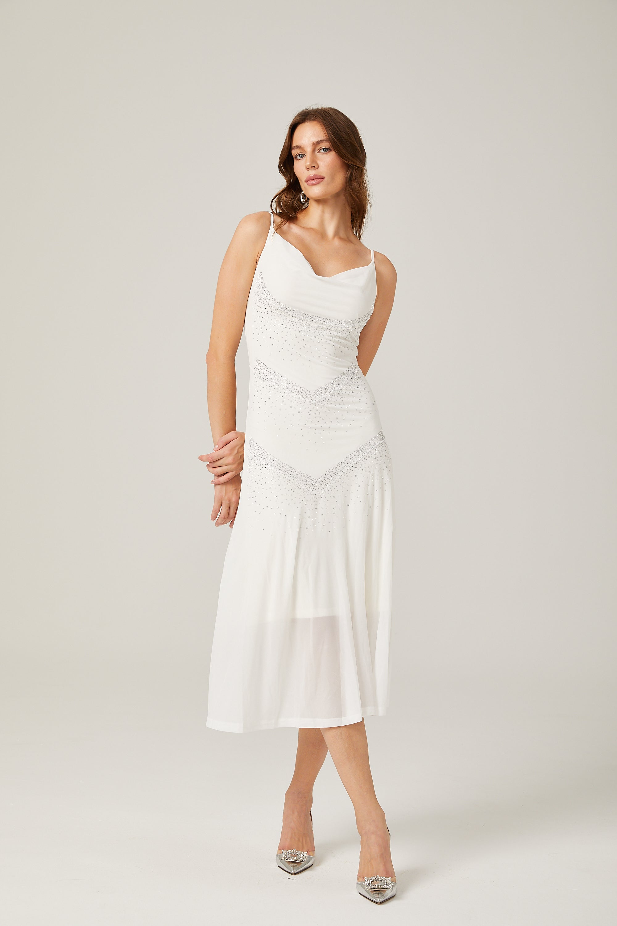 Élise süsleme midi elbise