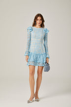 Dantel Çiçek İşlemeli Mini Elbise