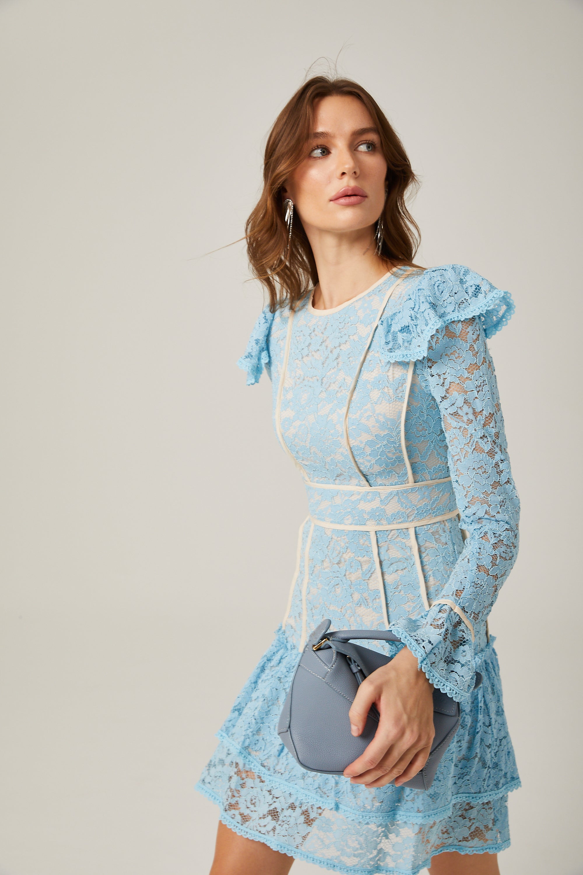 Sylvie dantel işlemeli mini elbise