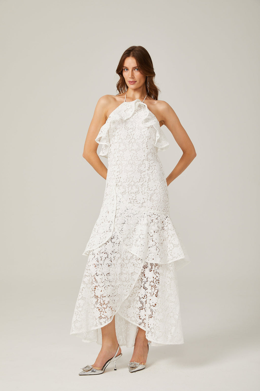 Sancia dantel midi elbise