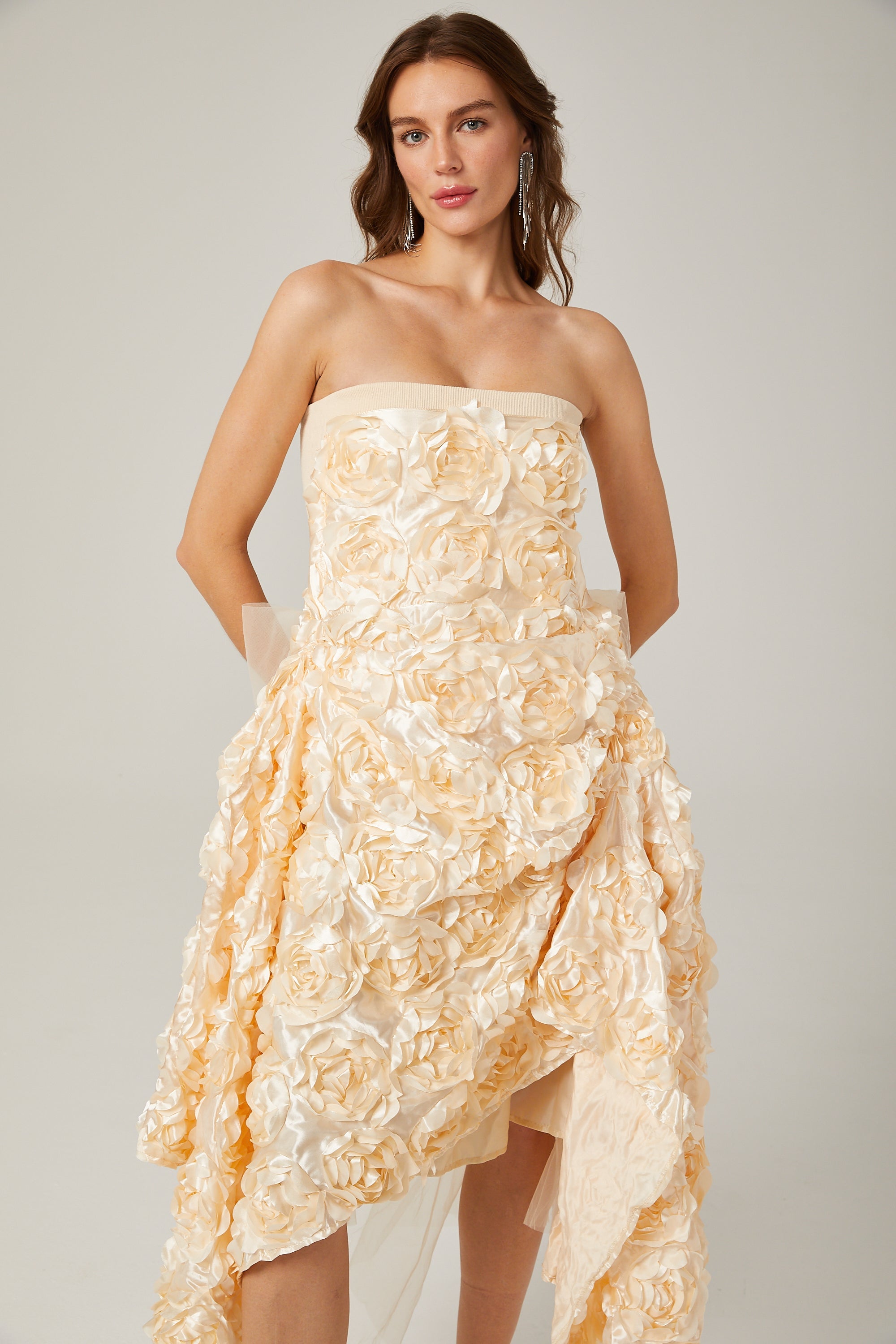 Sydel asimetrik midi elbise