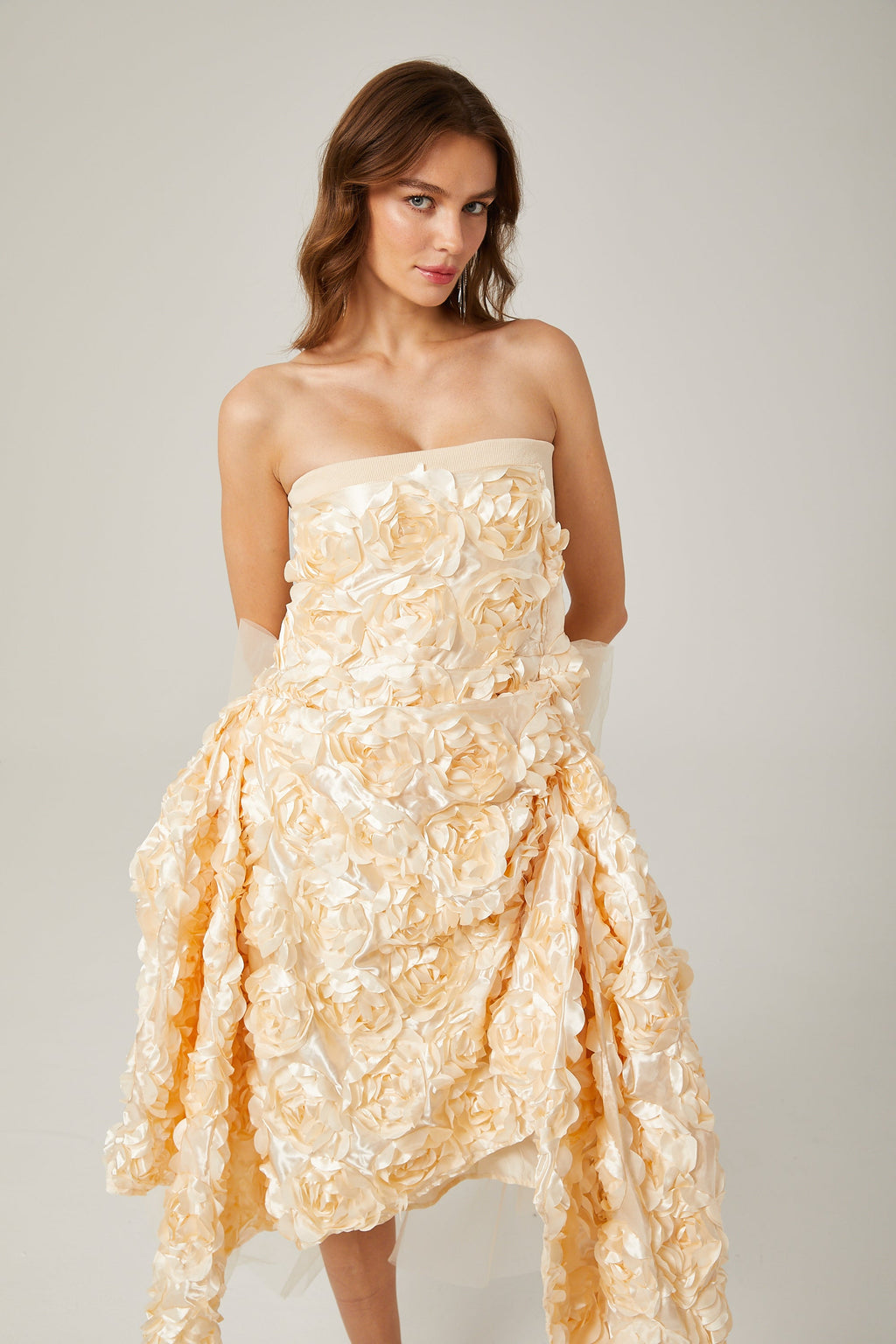 Sydel asimetrik midi elbise