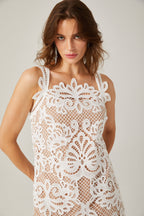 Dantel İşlemeli Kesik Mini Elbise