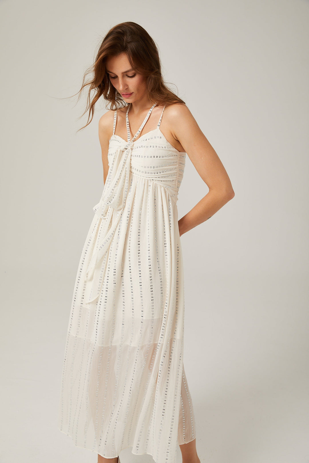 Adèle Pleated Midi Elbise