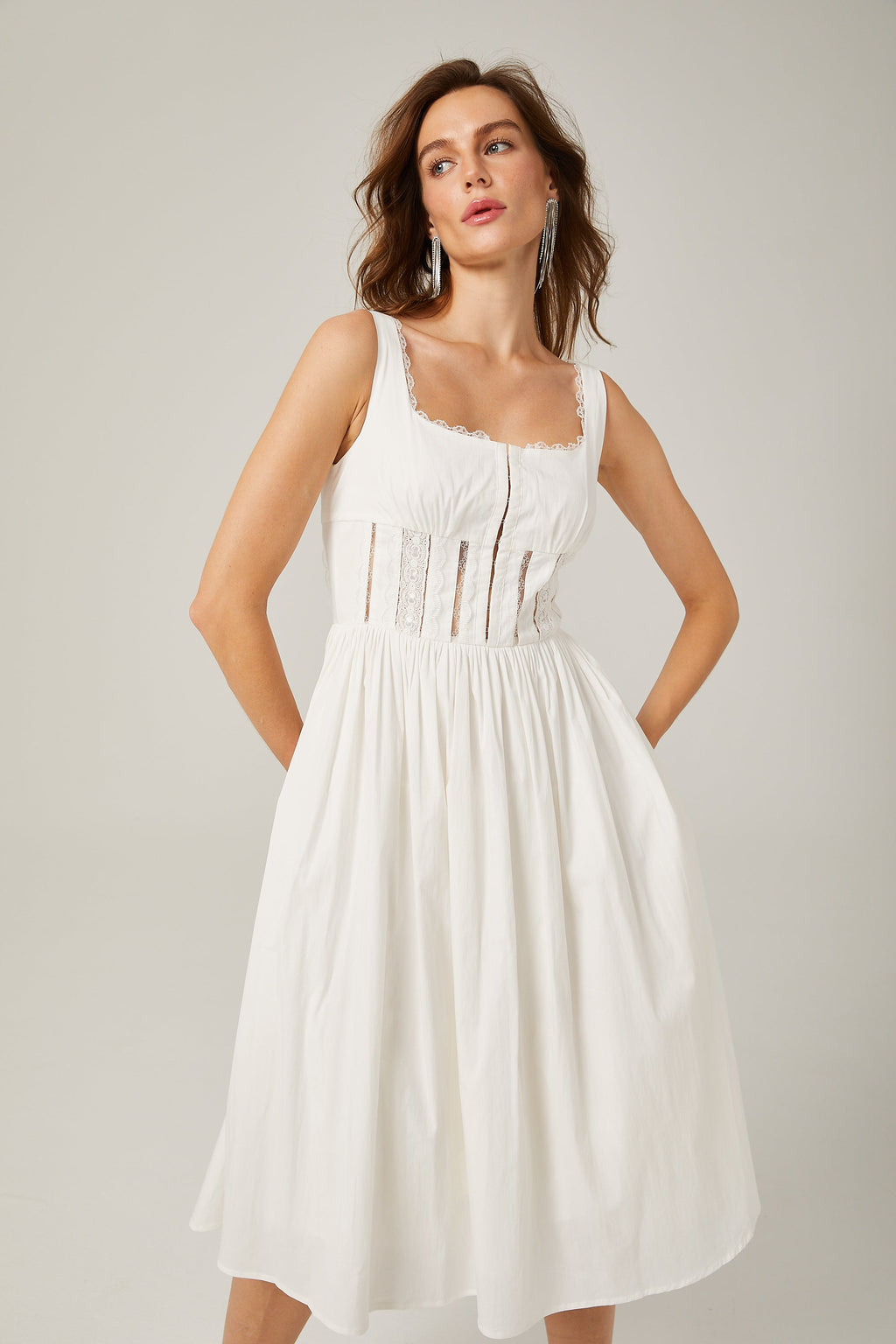 Jeanne dantel midi elbise