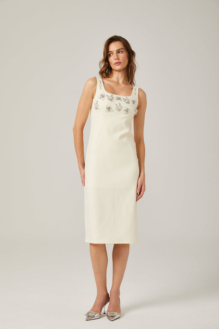 Kamelie midi elbise