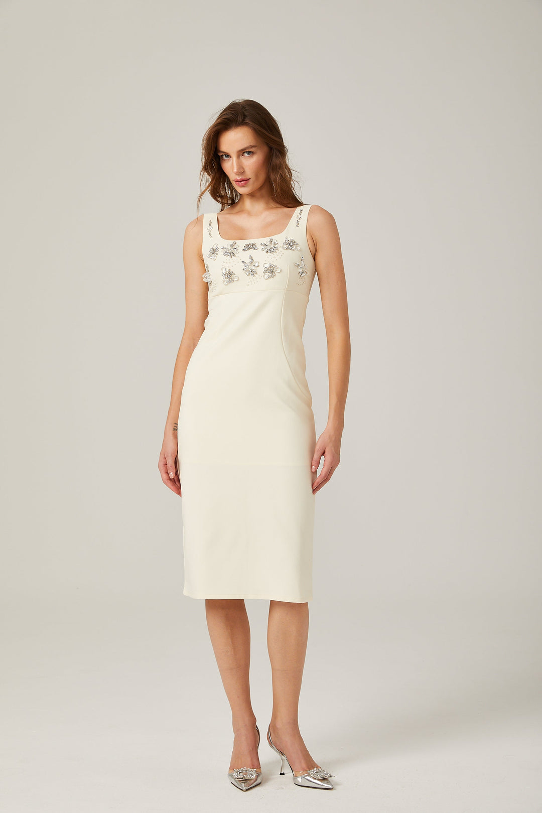 Kamelie midi elbise