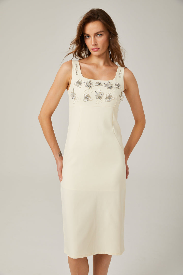 Kamelie midi elbise
