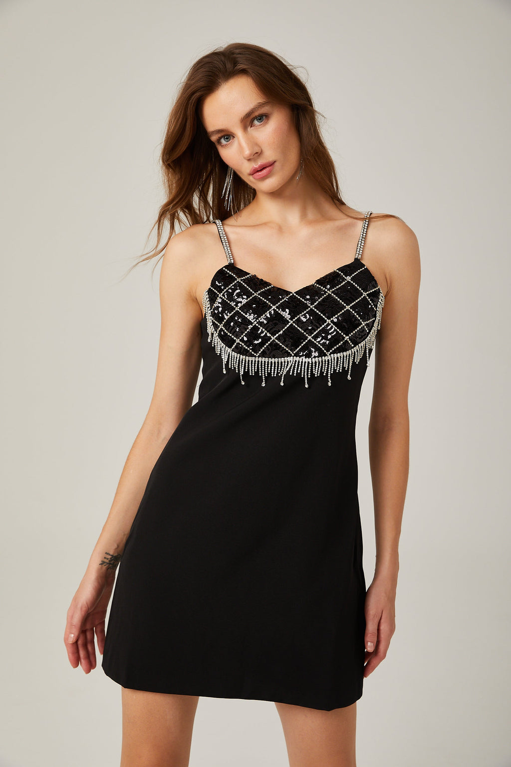 Seraphina süslemeli mini elbise