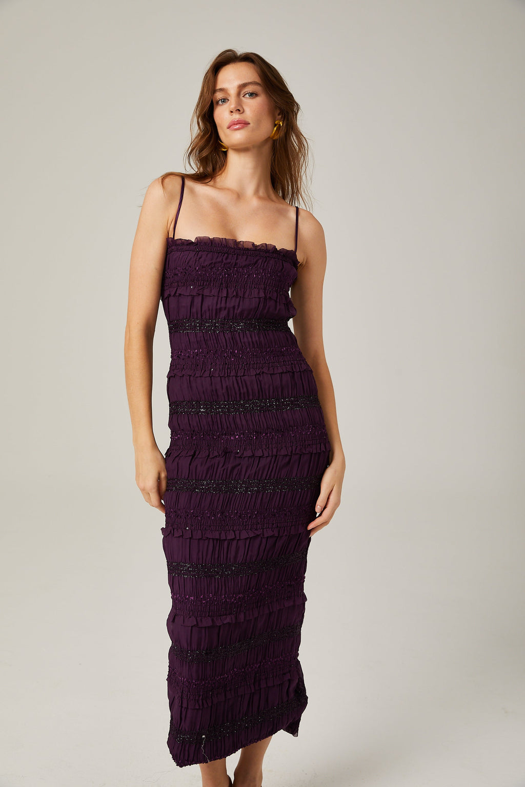 Zélie payetli midi elbise