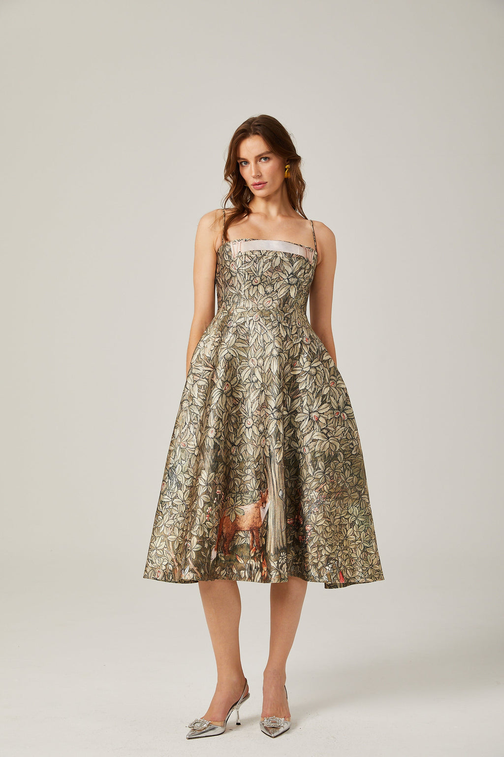 Claudia desen midi elbise