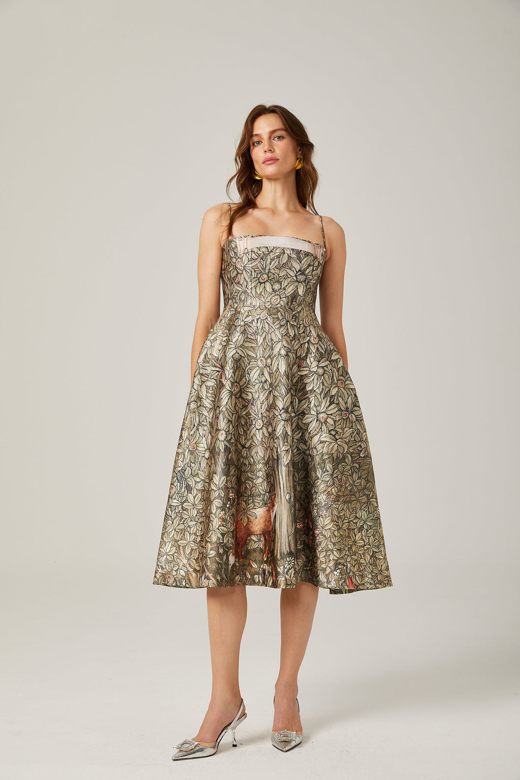 Claudia desen midi elbise