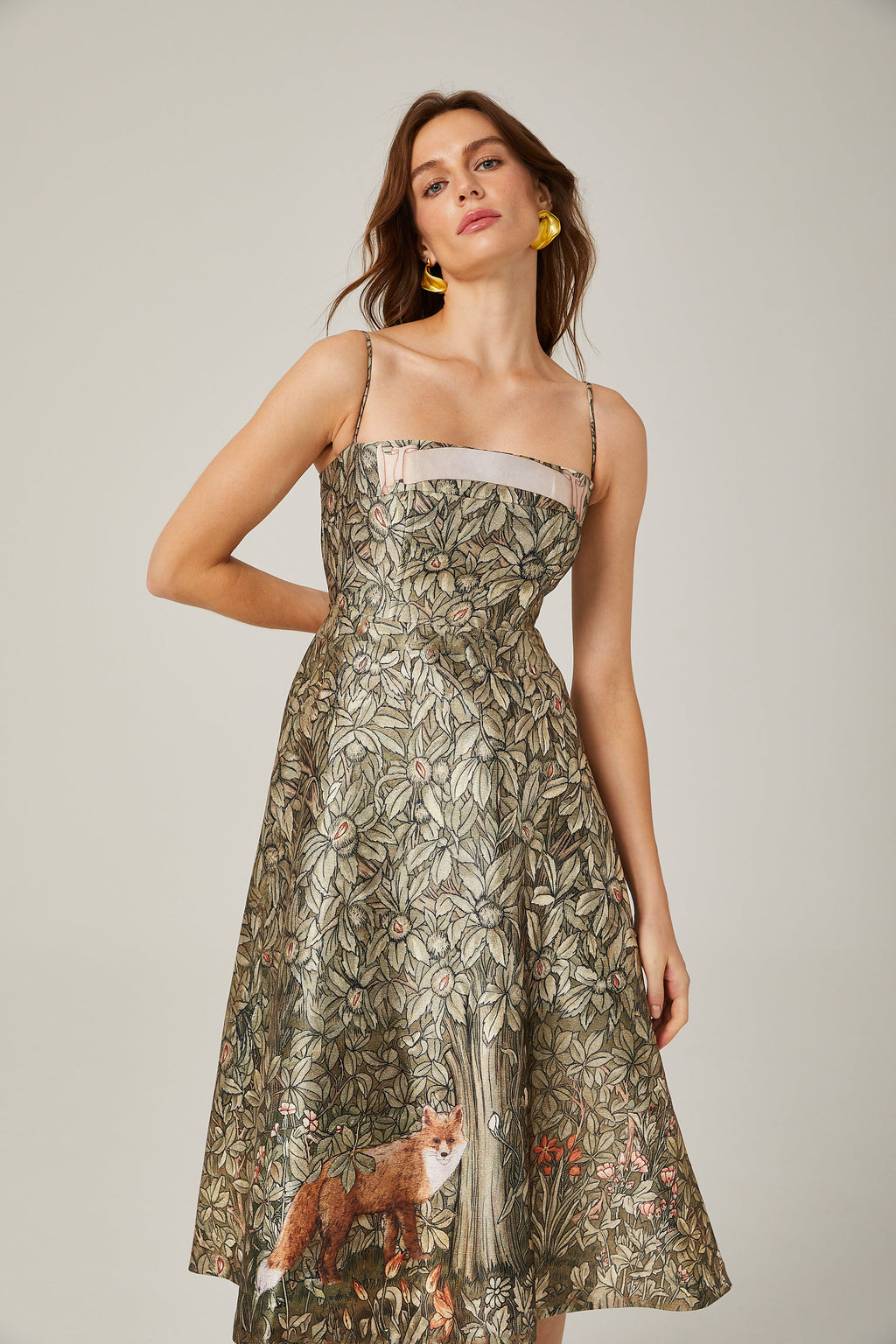 Claudia desen midi elbise