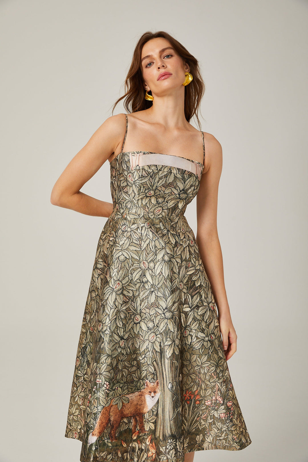 Claudia desen midi elbise