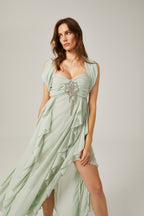 Salilah fırfırlı midi elbise