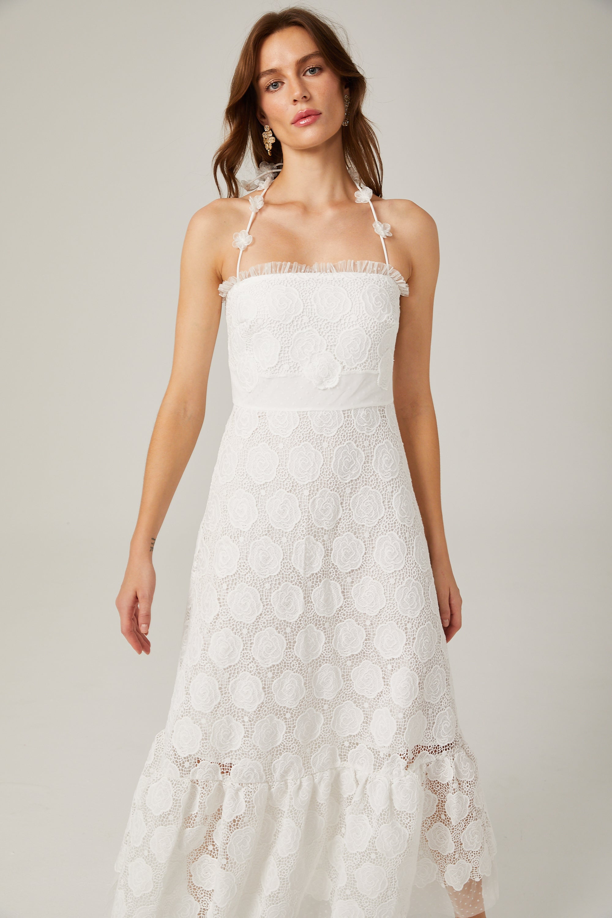 Rosalie dantel midi elbise