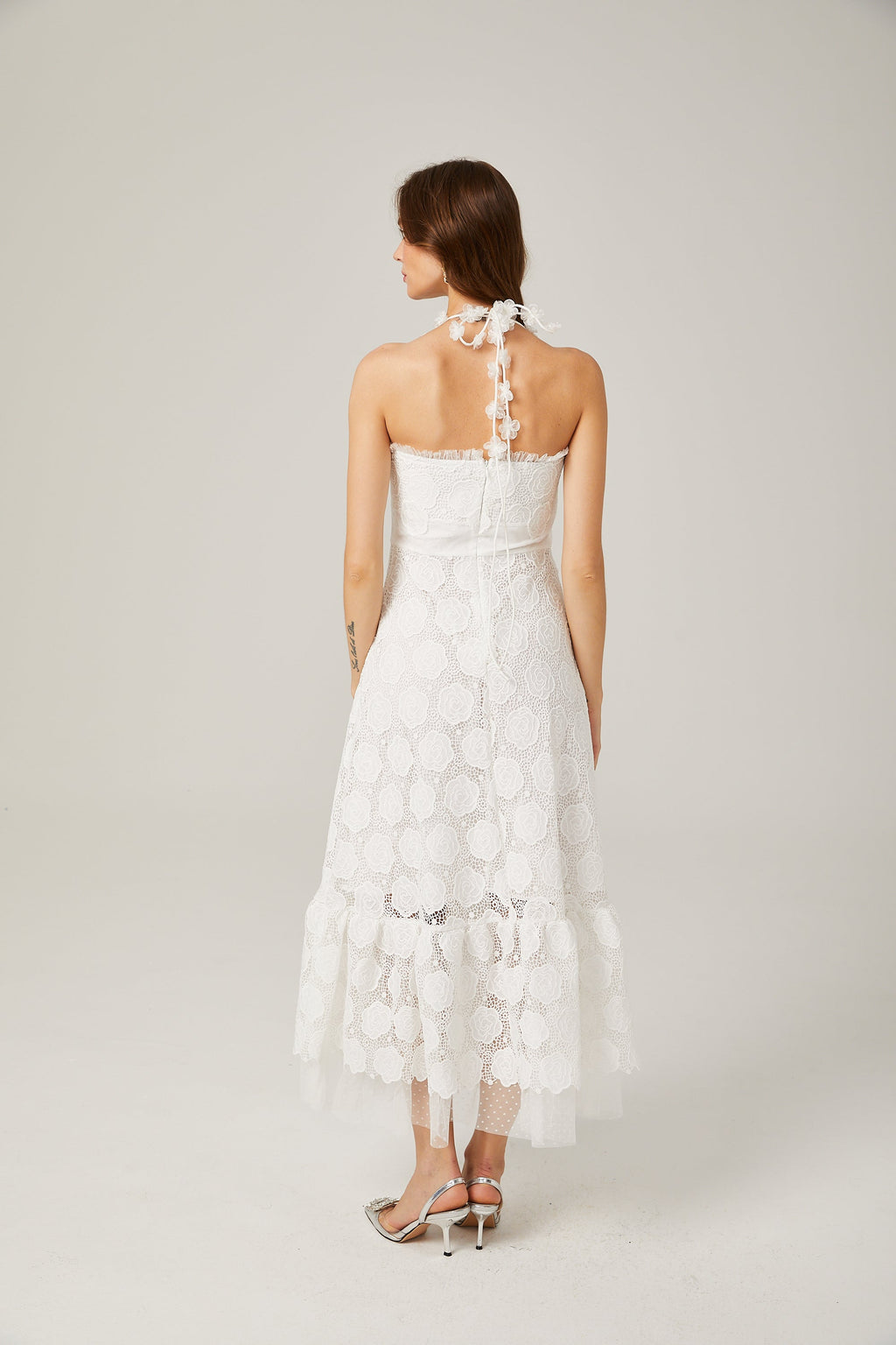 Rosalie dantel midi elbise