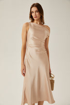 Florentina saten midi elbise