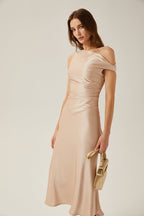 Florentina saten midi elbise