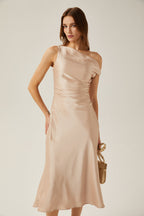 Florentina saten midi elbise