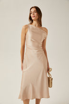 Florentina saten midi elbise