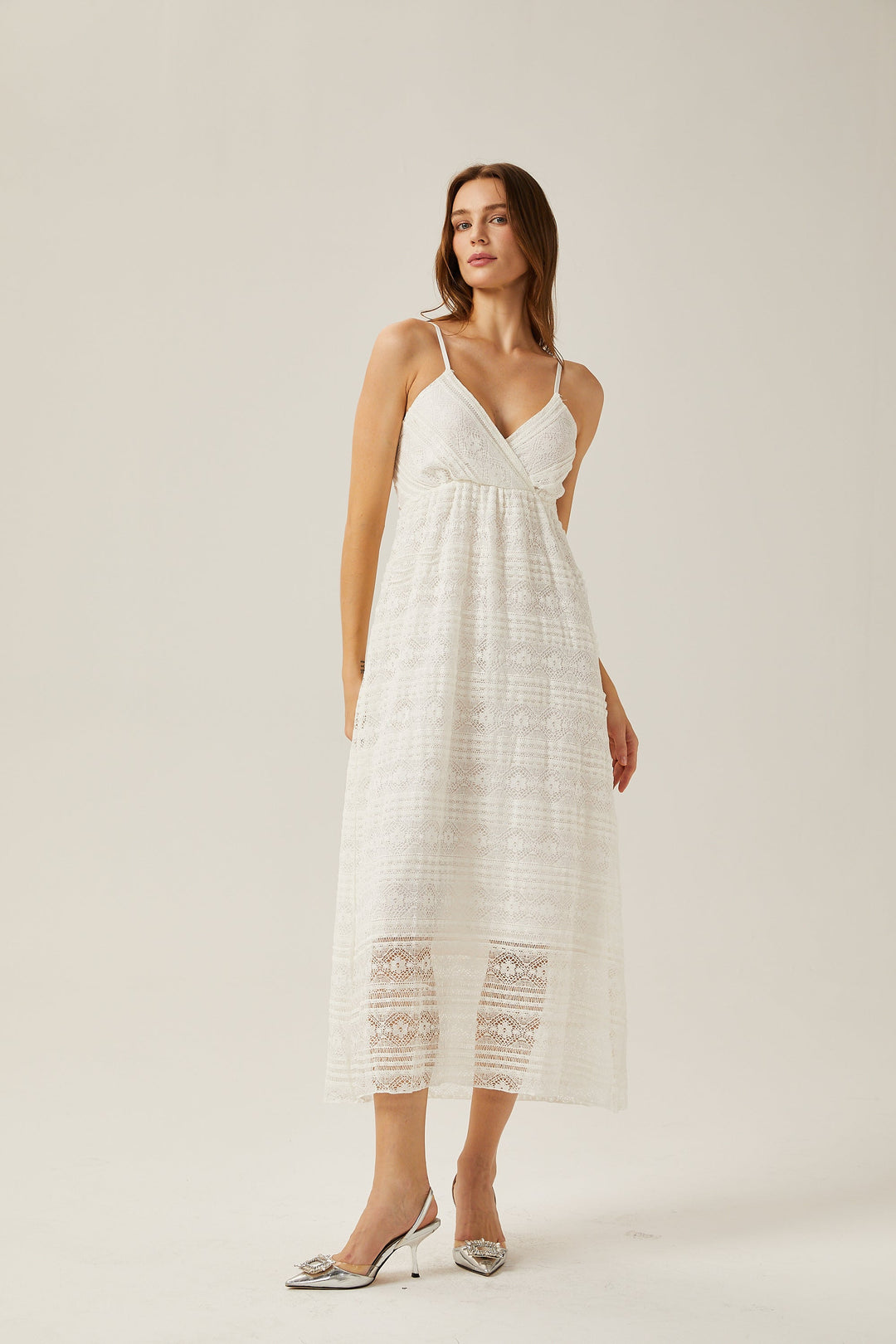 Gabrielle dekolte midi elbise
