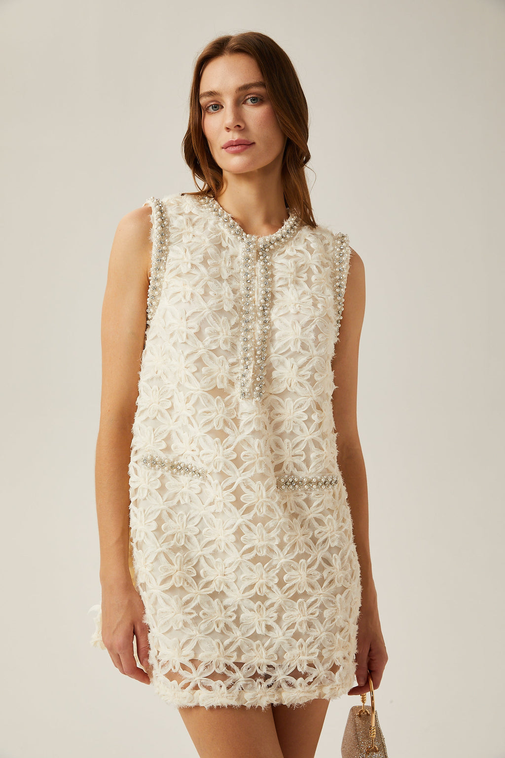 Félicité süslemeli mini elbise