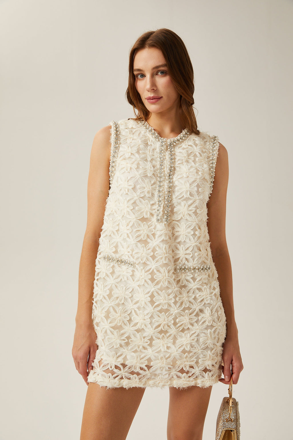 Félicité süslemeli mini elbise