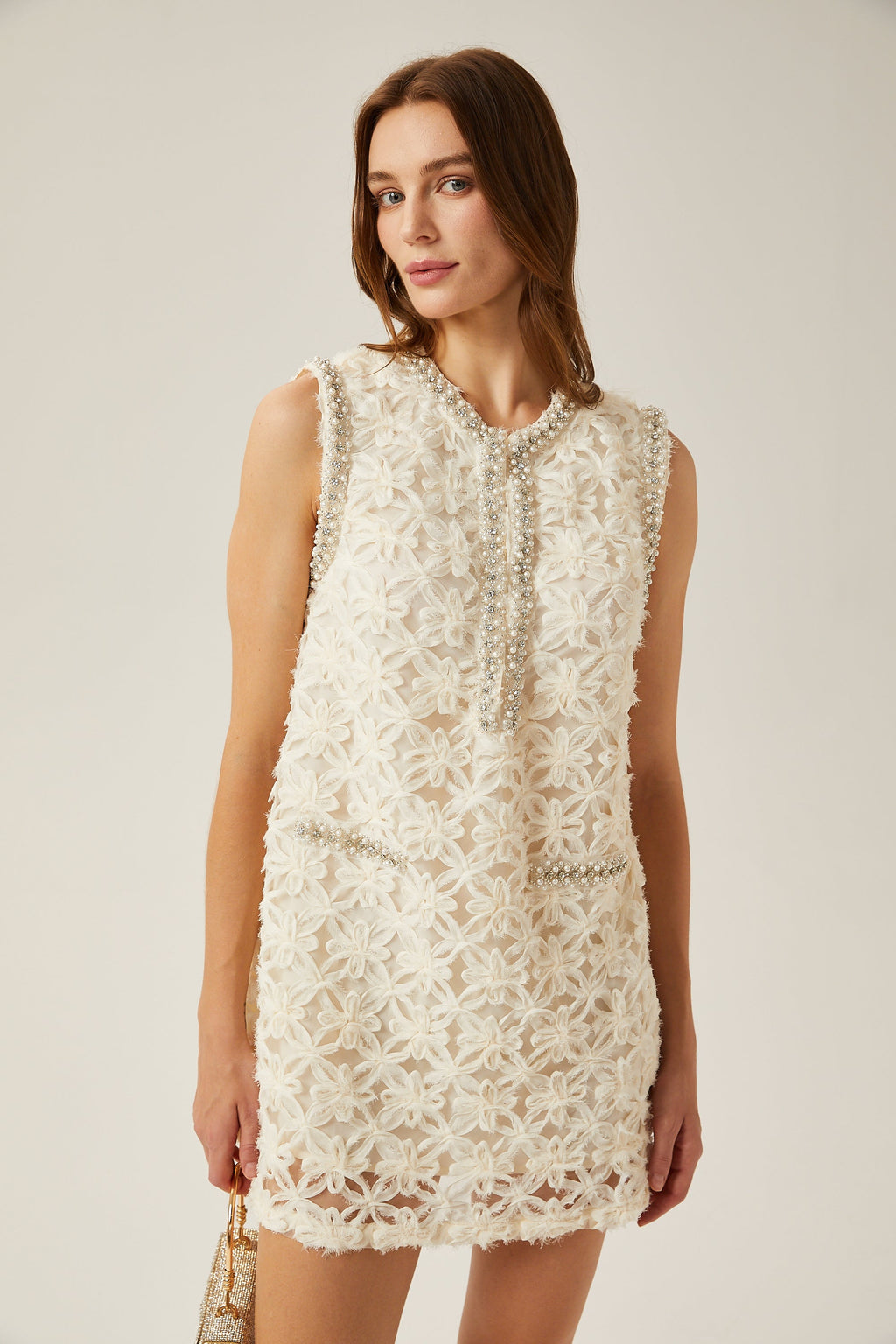 Félicité süslemeli mini elbise