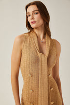 Şal Yakalı Örme Mini Elbise