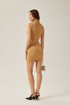 Şal Yakalı Örme Mini Elbise