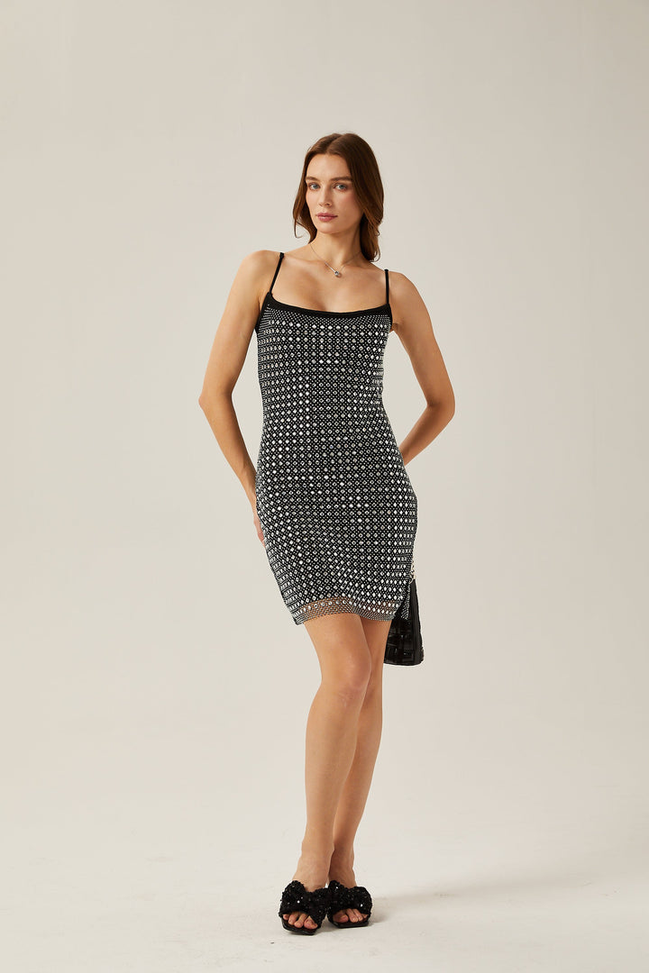 Clotilde kristal mini elbise