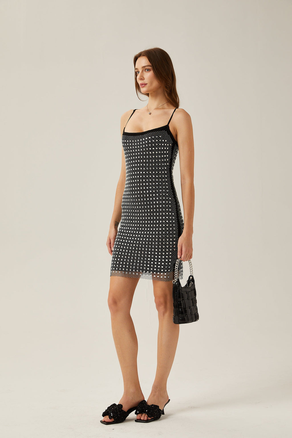 Clotilde kristal mini elbise