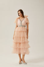 Suzette kristal midi elbise