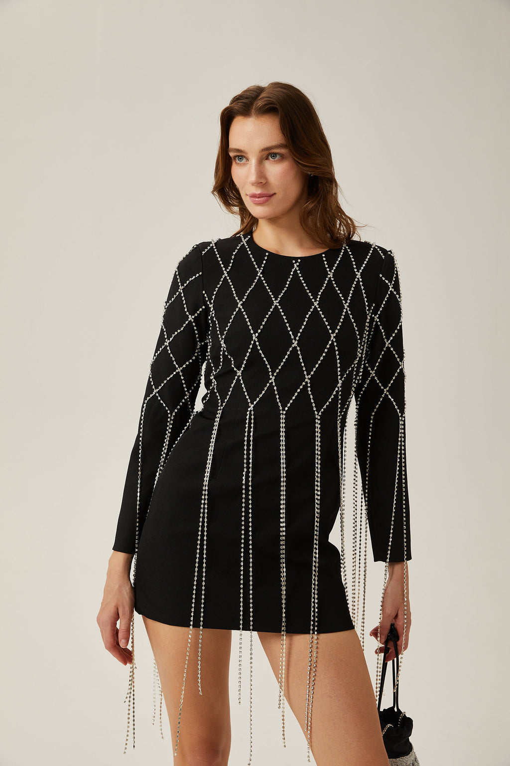 Mireille kristal mini elbise