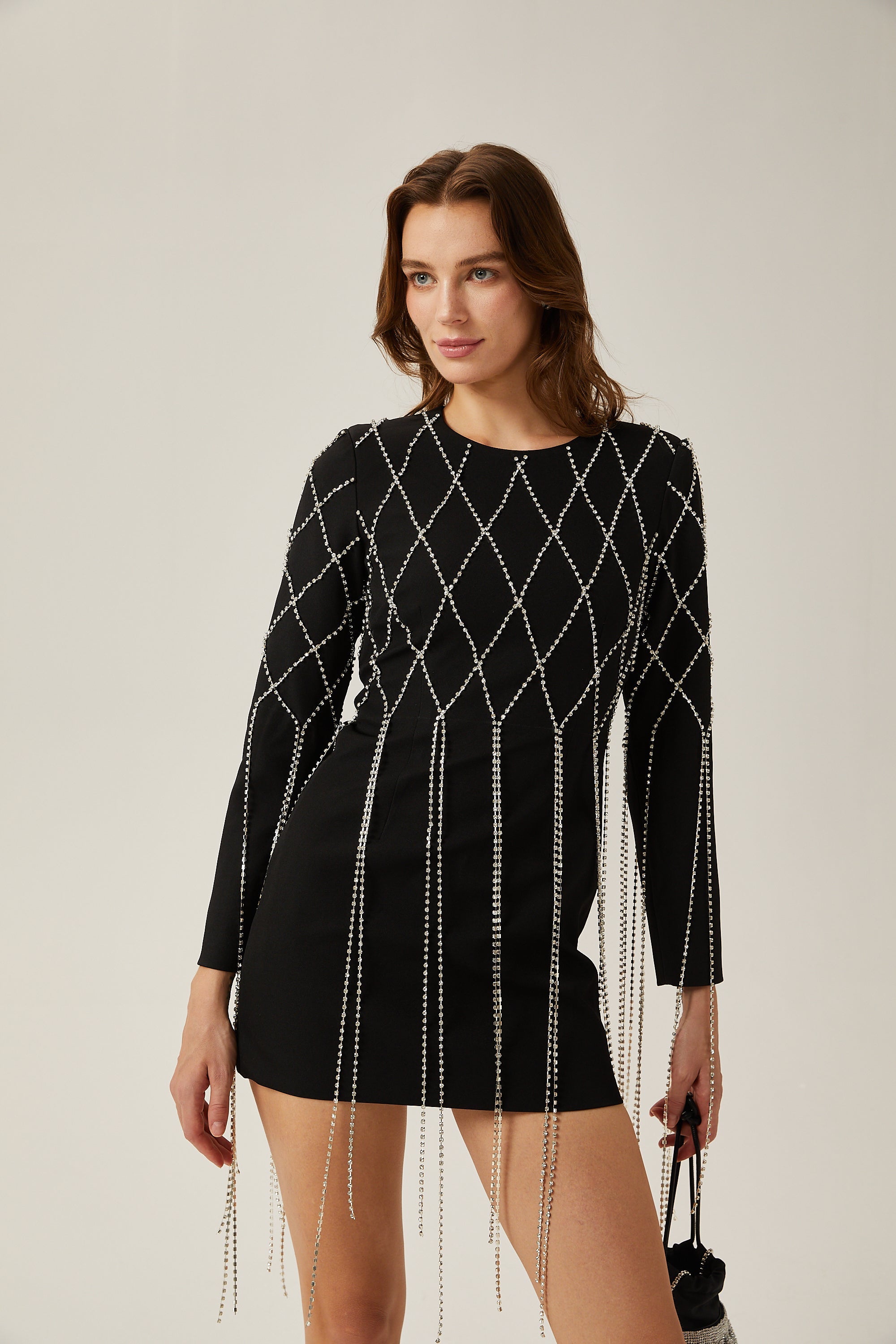 Mireille kristal mini elbise
